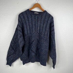Mondo Men's Sweater Blue XL Italy Wool Blend Oversized Vintage Preppy Grunge